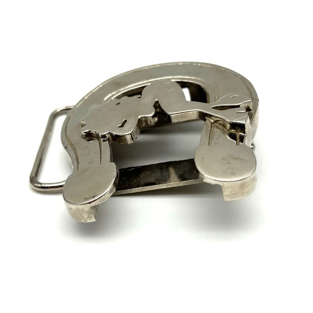 1990s NO FEAR Chrome Lucky Horseshoe Pinup Girl Zippo Holder Buckle Fits 2